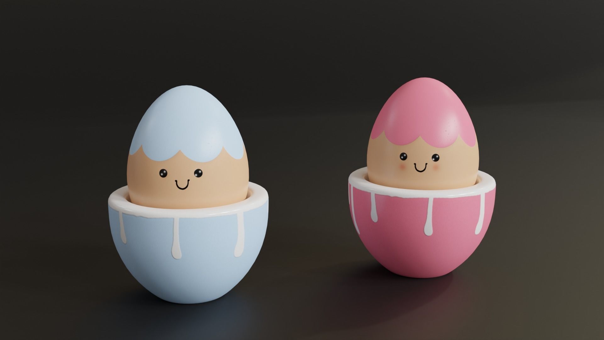 Cute Easter Eggs in Cups 3D model_1