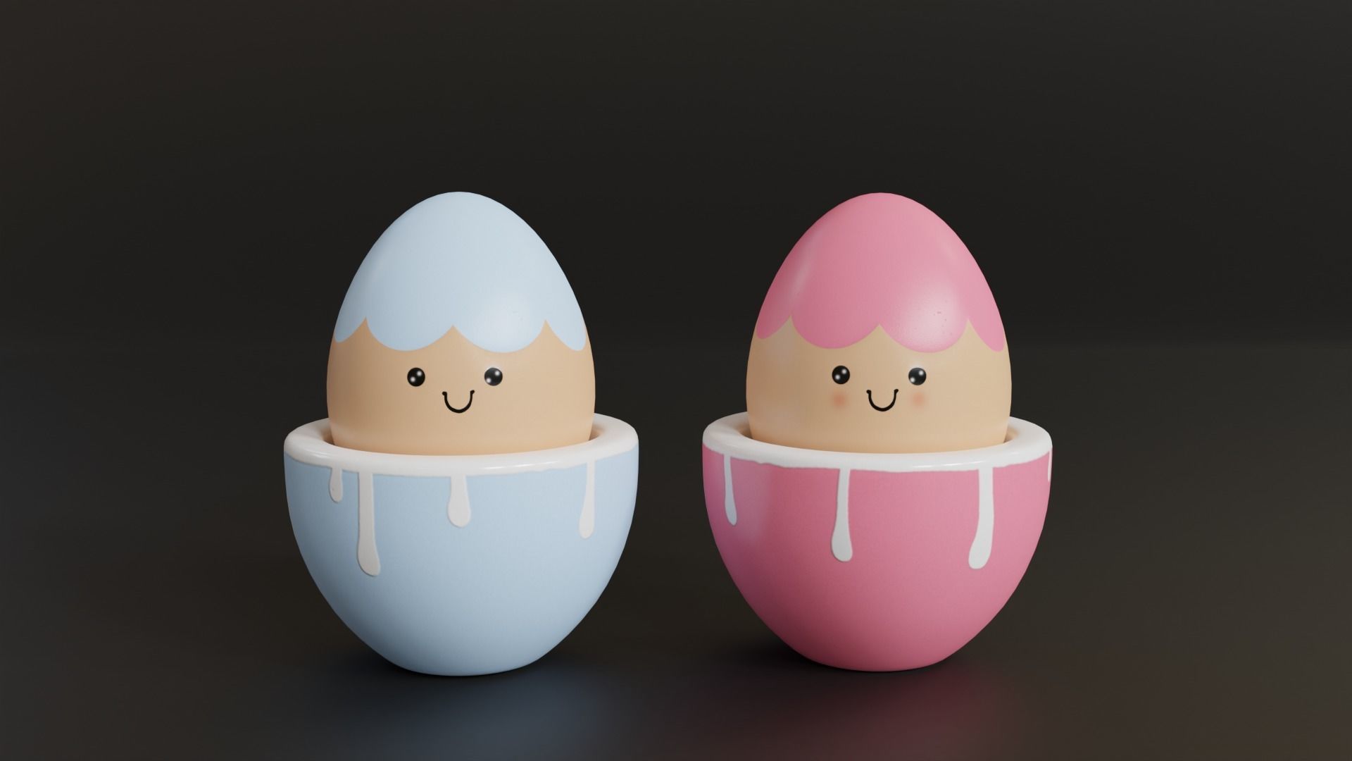 Cute Easter Eggs in Cups 3D model_4