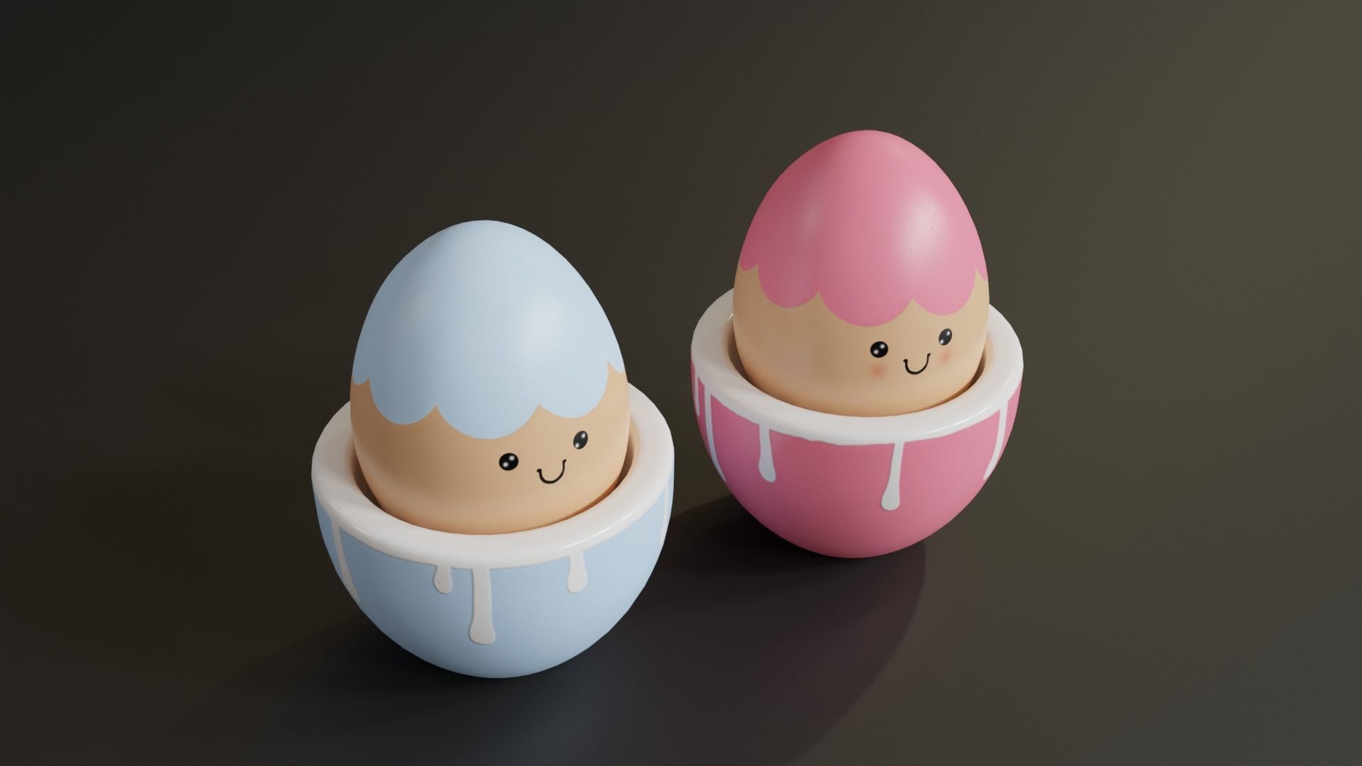 Cute Easter Eggs in Cups 3D model_5