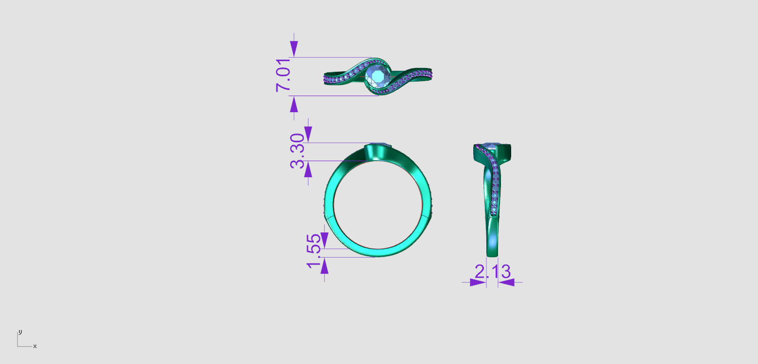 ZDR0192 diamond ring gold 3D print model_5