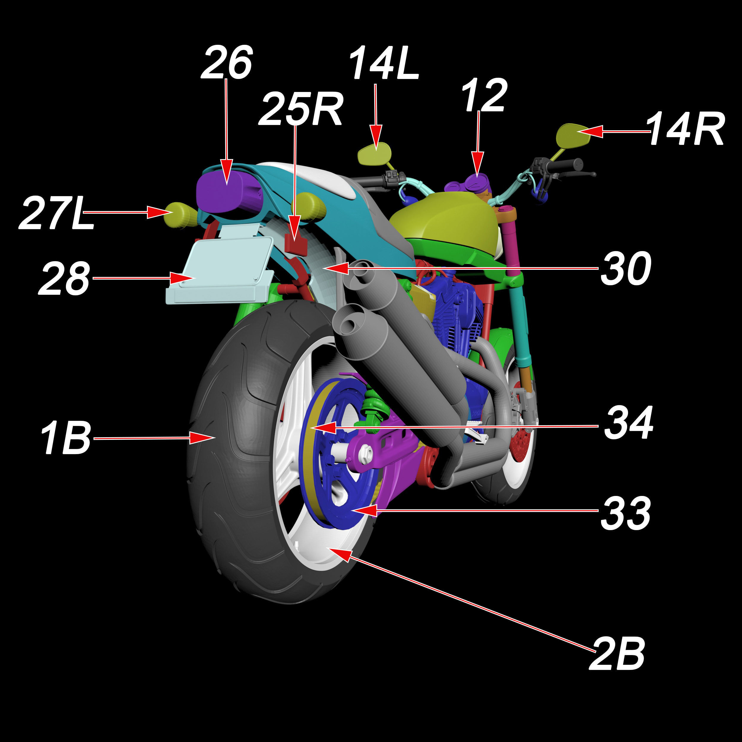 Harley Davidson XR 1200 Sportster Motorcycle Ready to Print STL 3D print model_21