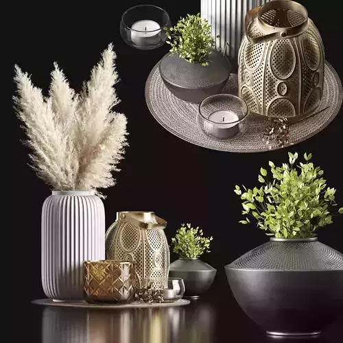 Decorative set with pampas
