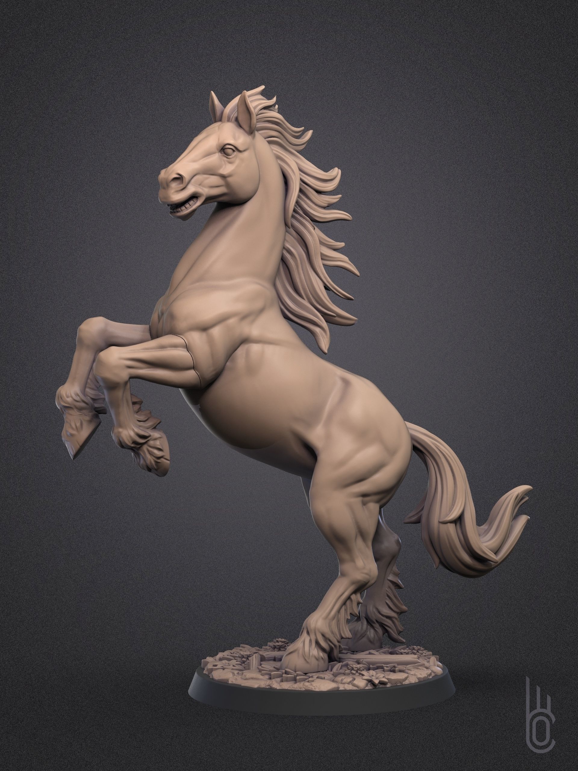 Rearing horse 3D print model_4