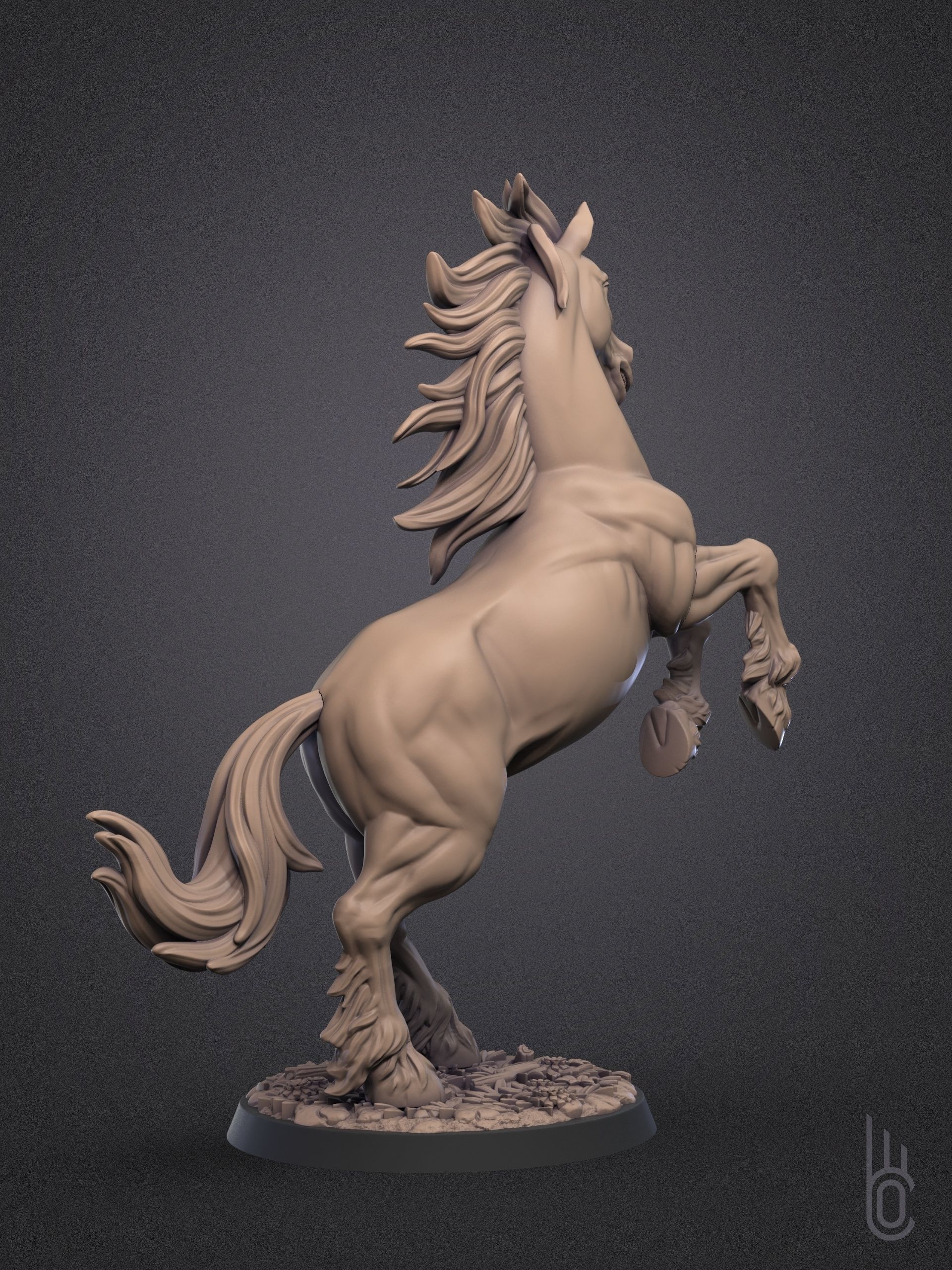 Rearing horse 3D print model_8