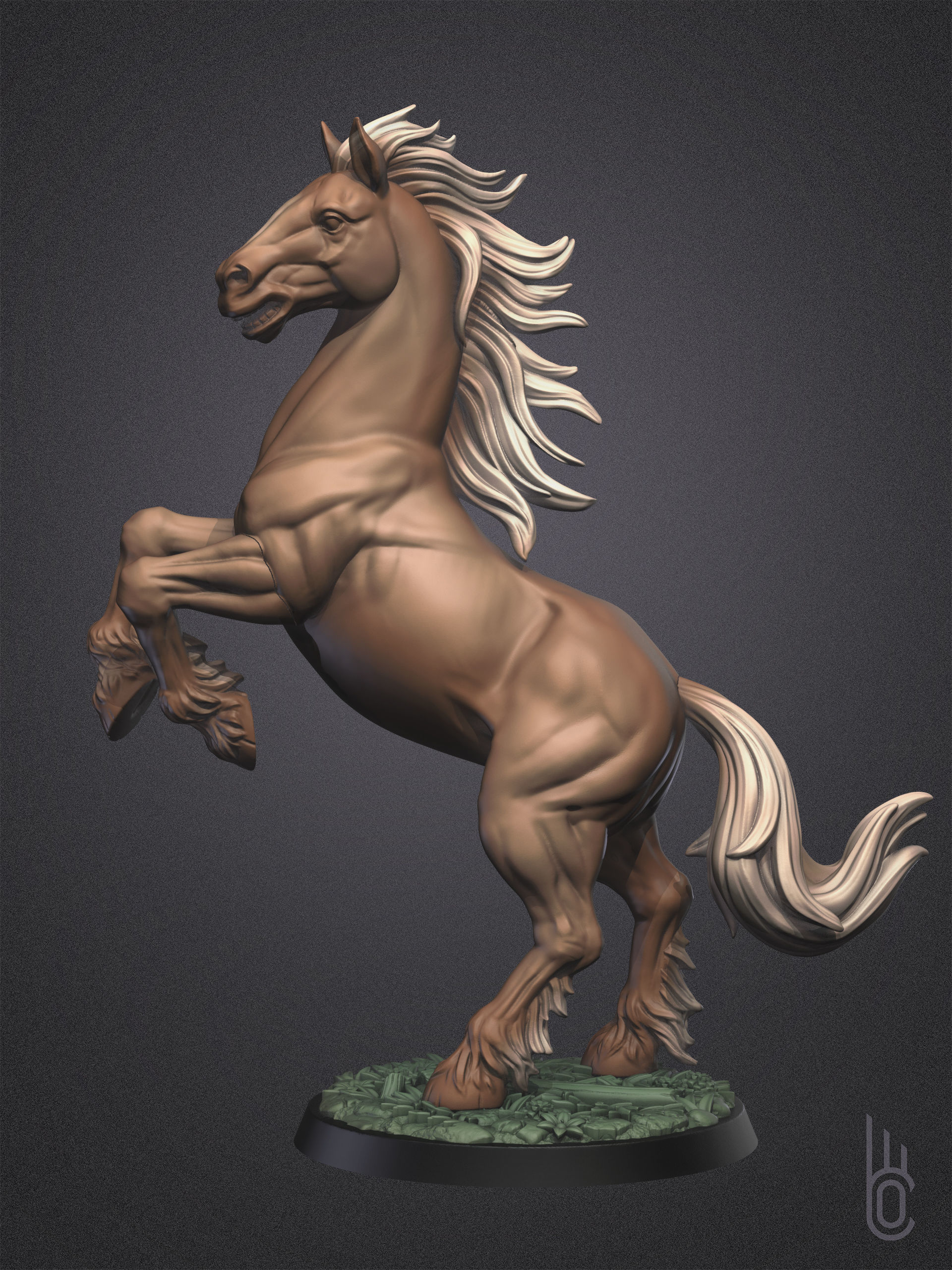 Rearing horse 3D print model_11