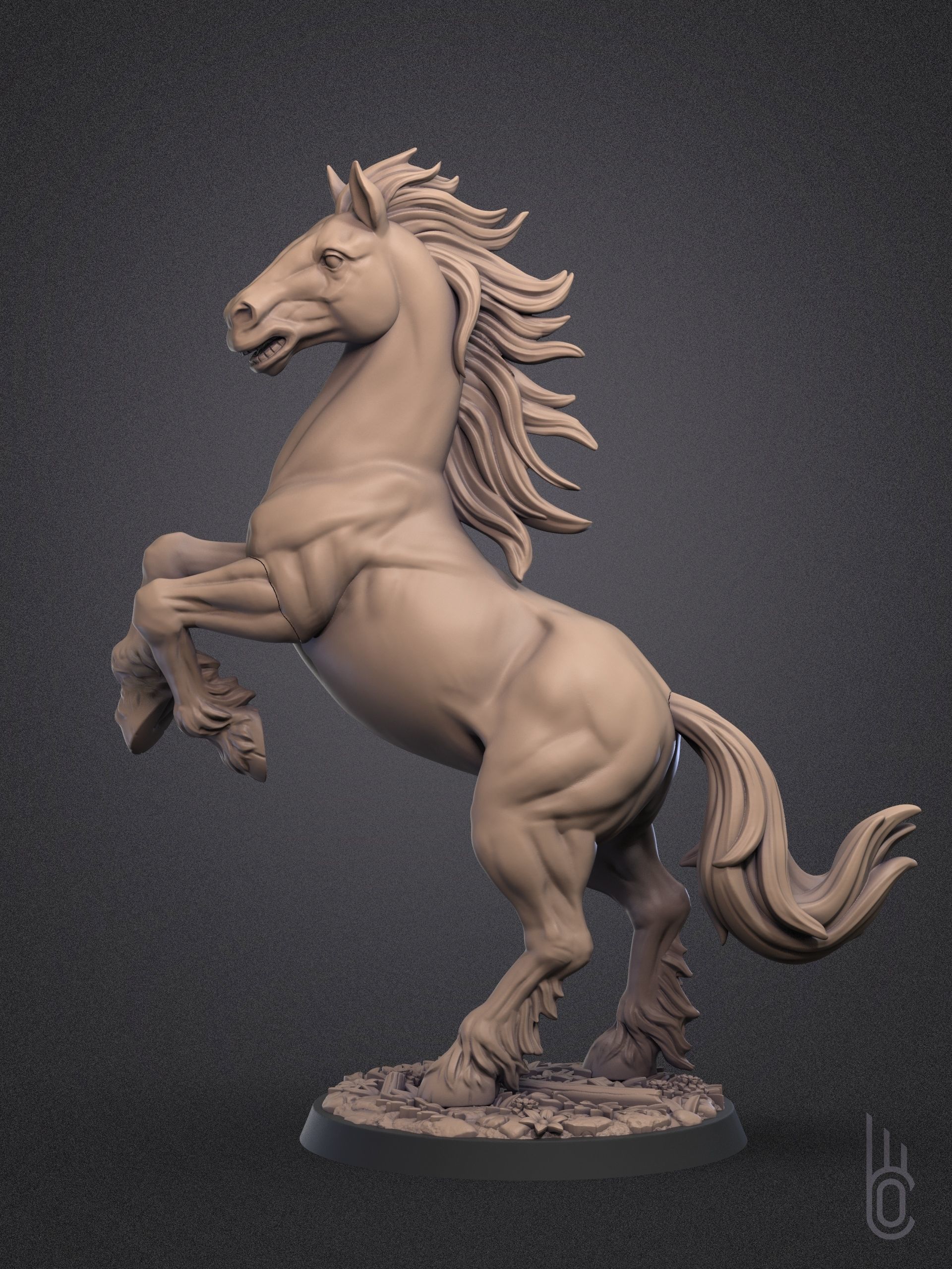 Rearing horse 3D print model_5