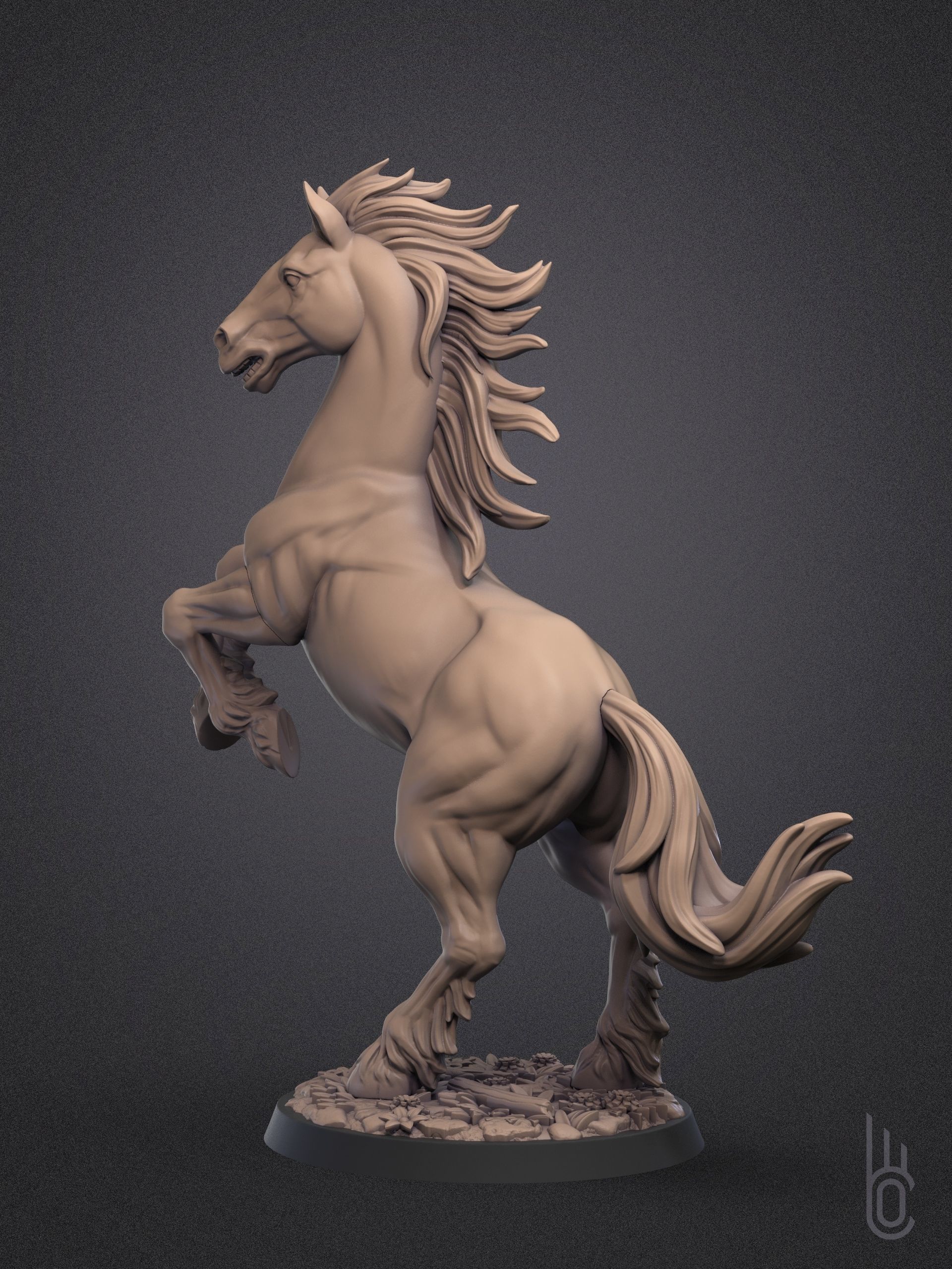 Rearing horse 3D print model_6