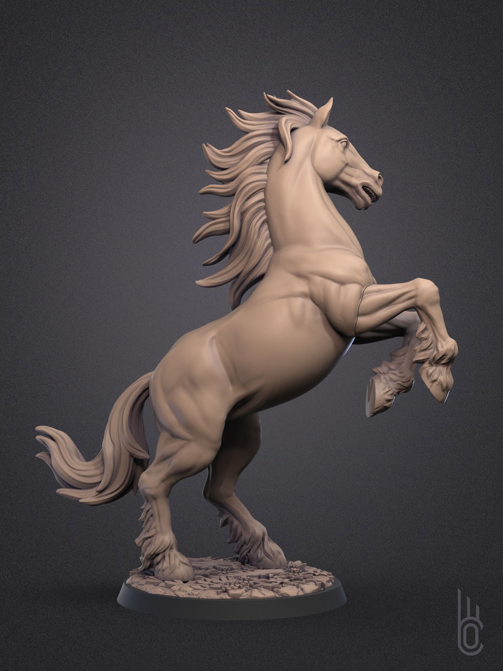 Rearing horse 3D print model_9