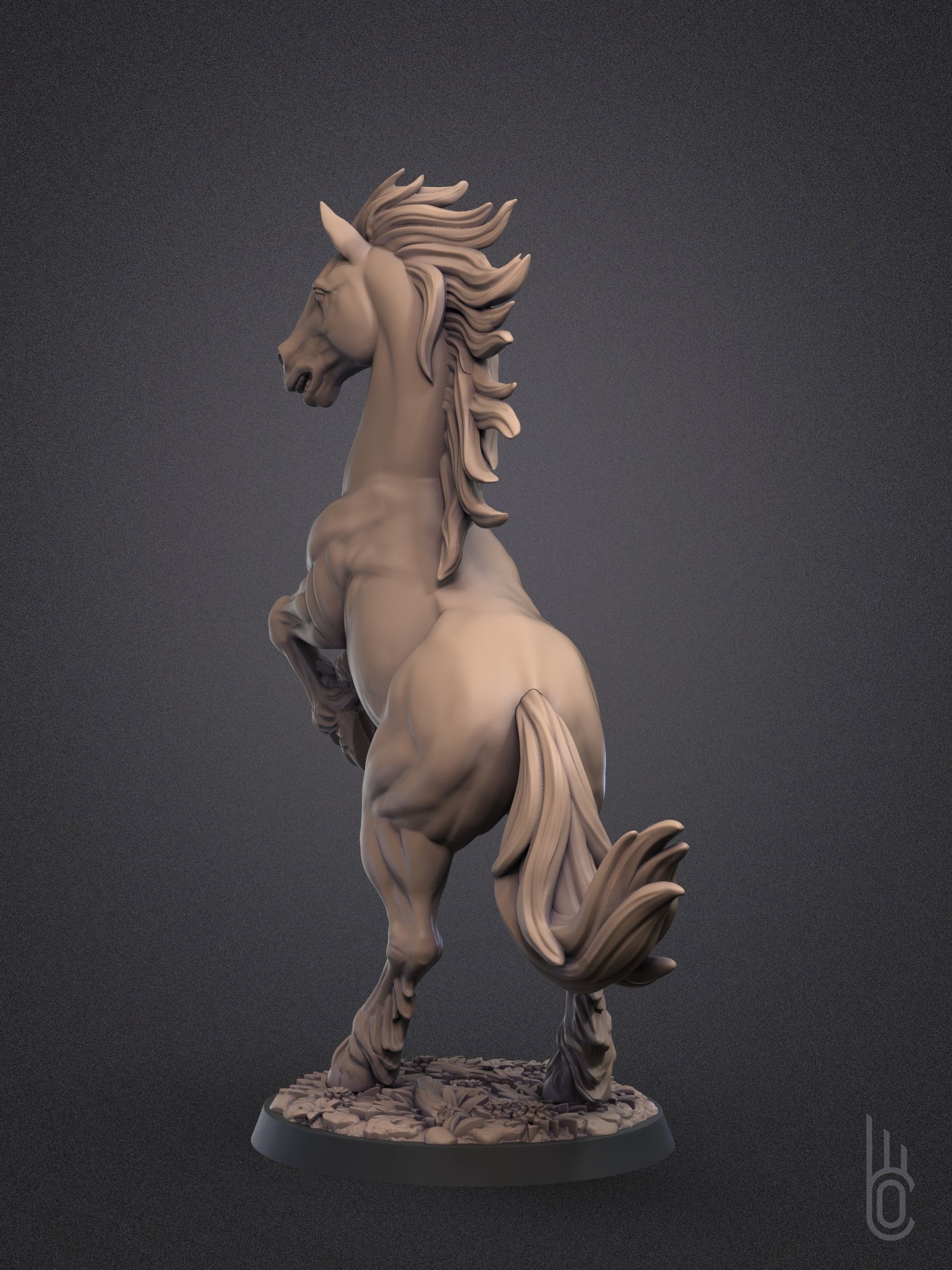 Rearing horse 3D print model_7