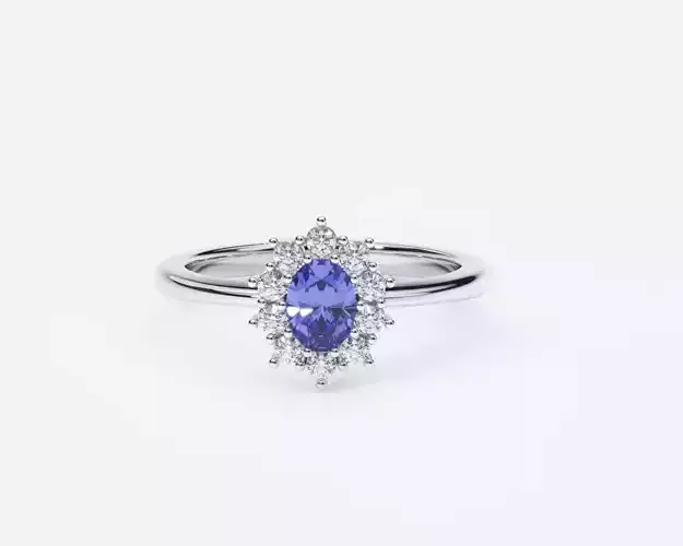 ZDR0195 oval tanzanite and diamond ring