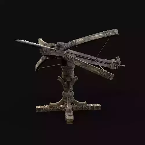 BALLISTA PROJECTILE LAUNCHER WAR MACHINE MEDIEVAL SIEGE ENGINE Low-poly 3D model