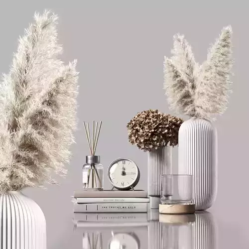 Decorative set with pampas branches