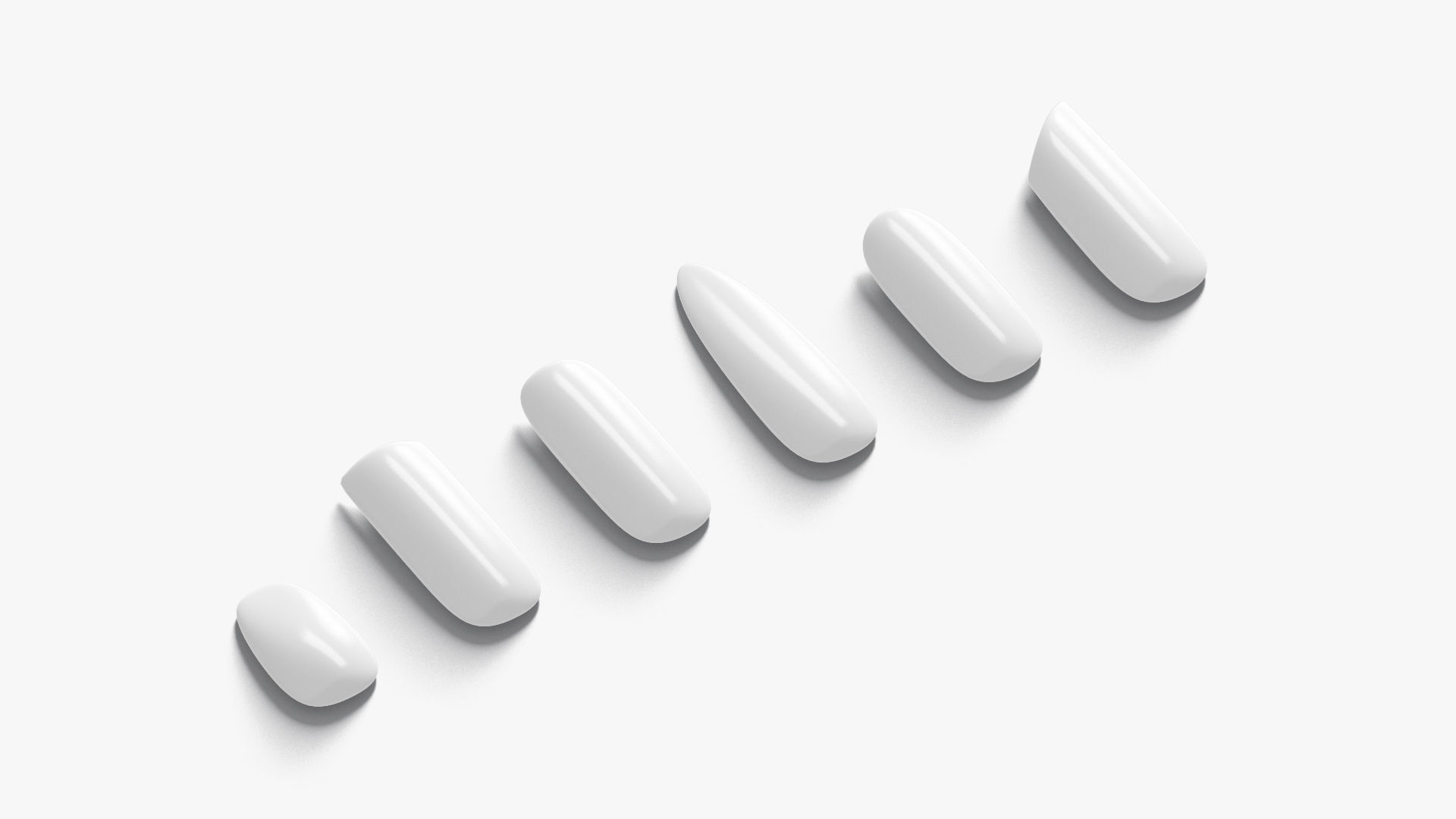 Nails Types Set Low-poly 3D model_4