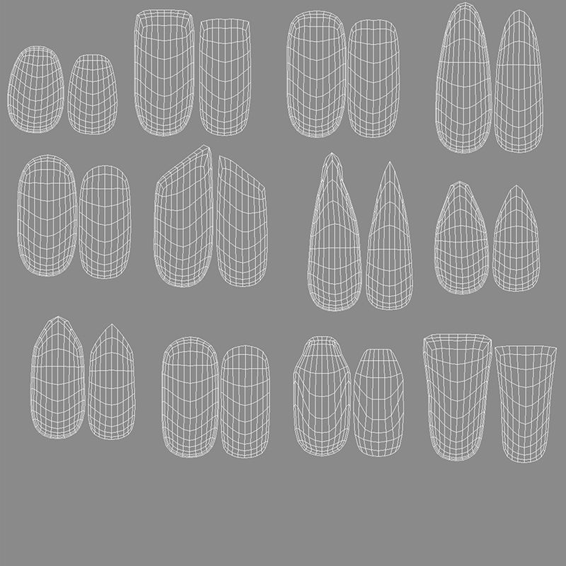 Nails Types Set Low-poly 3D model_5