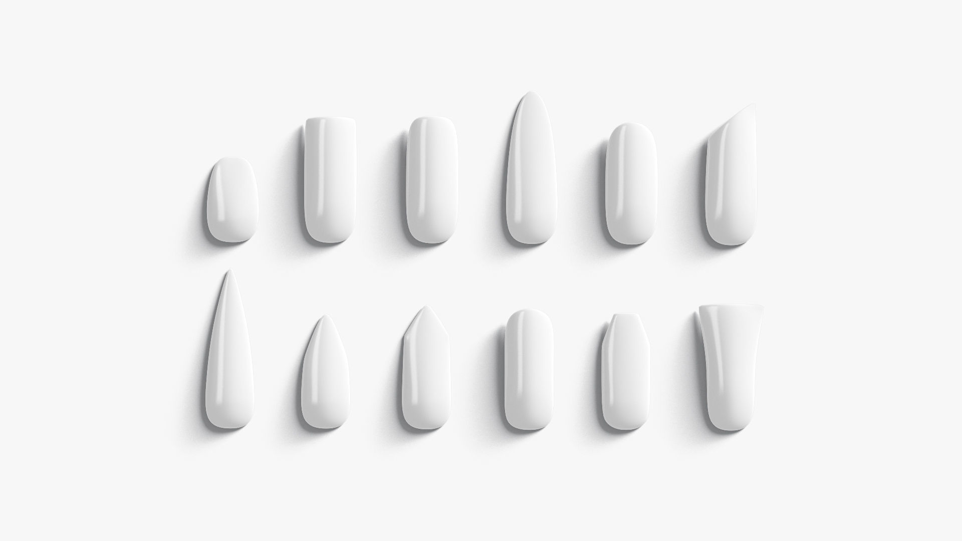 Nails Types Set Low-poly 3D model_1