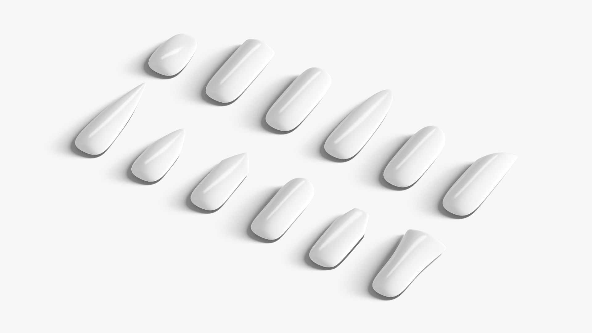 Nails Types Set Low-poly 3D model_2