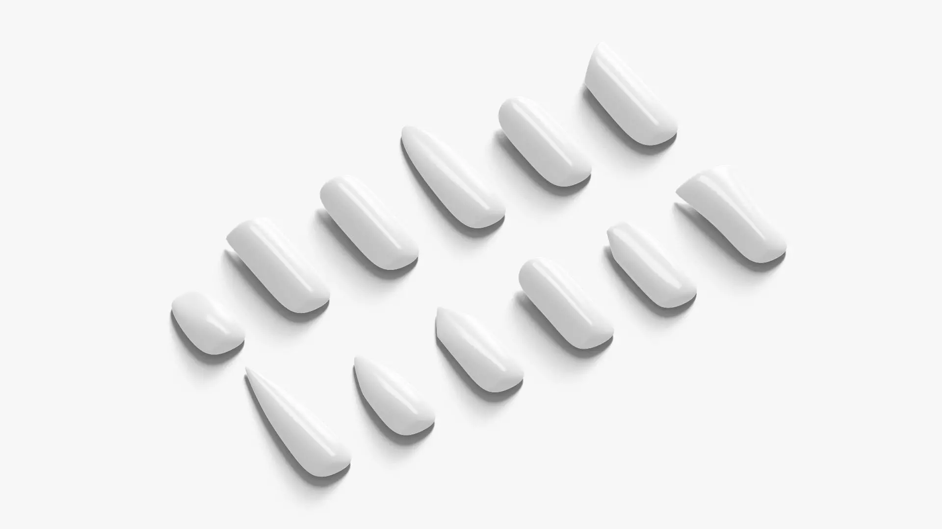 Nails Types Set Low-poly 3D model_0