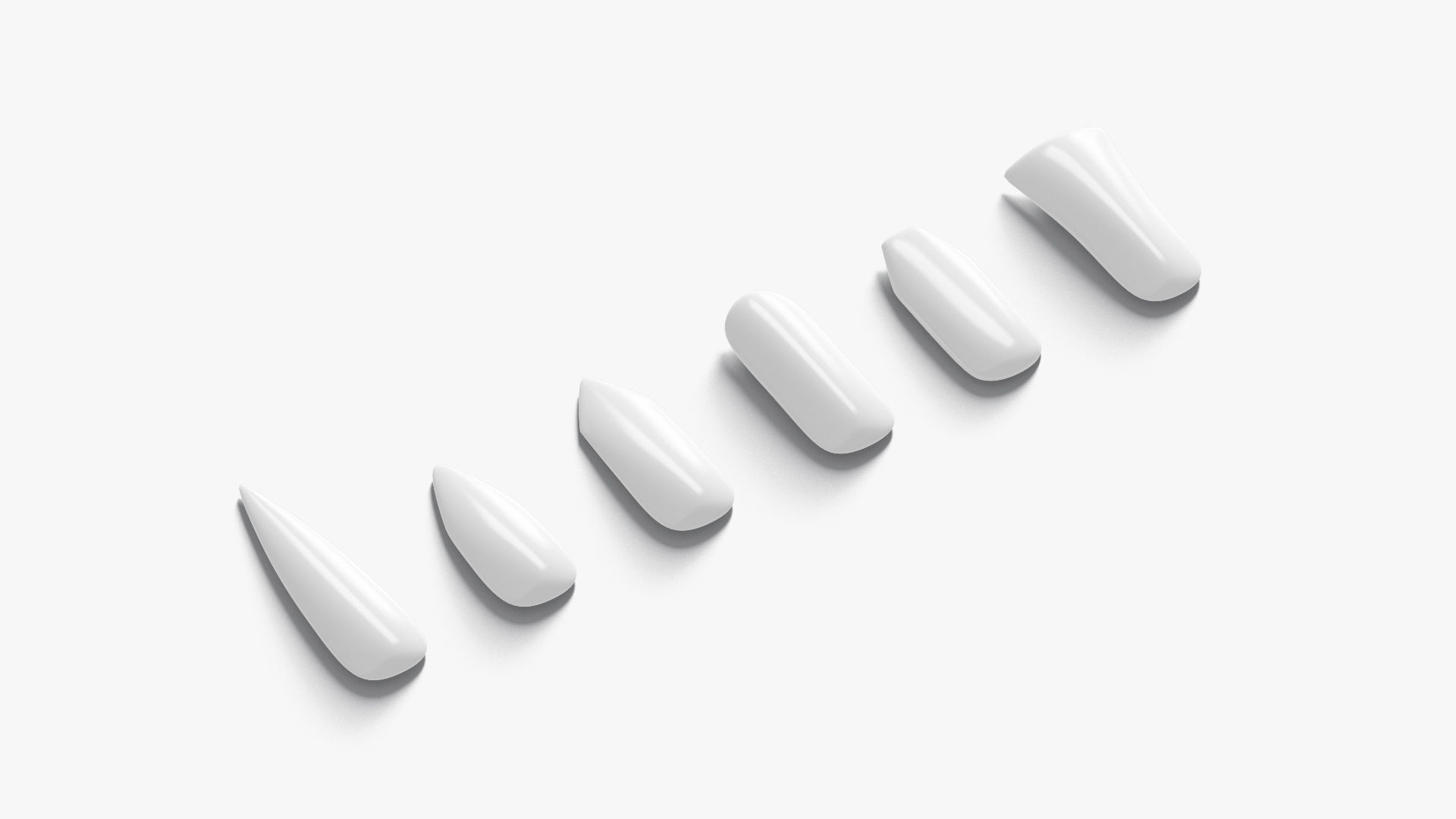 Nails Types Set Low-poly 3D model_3