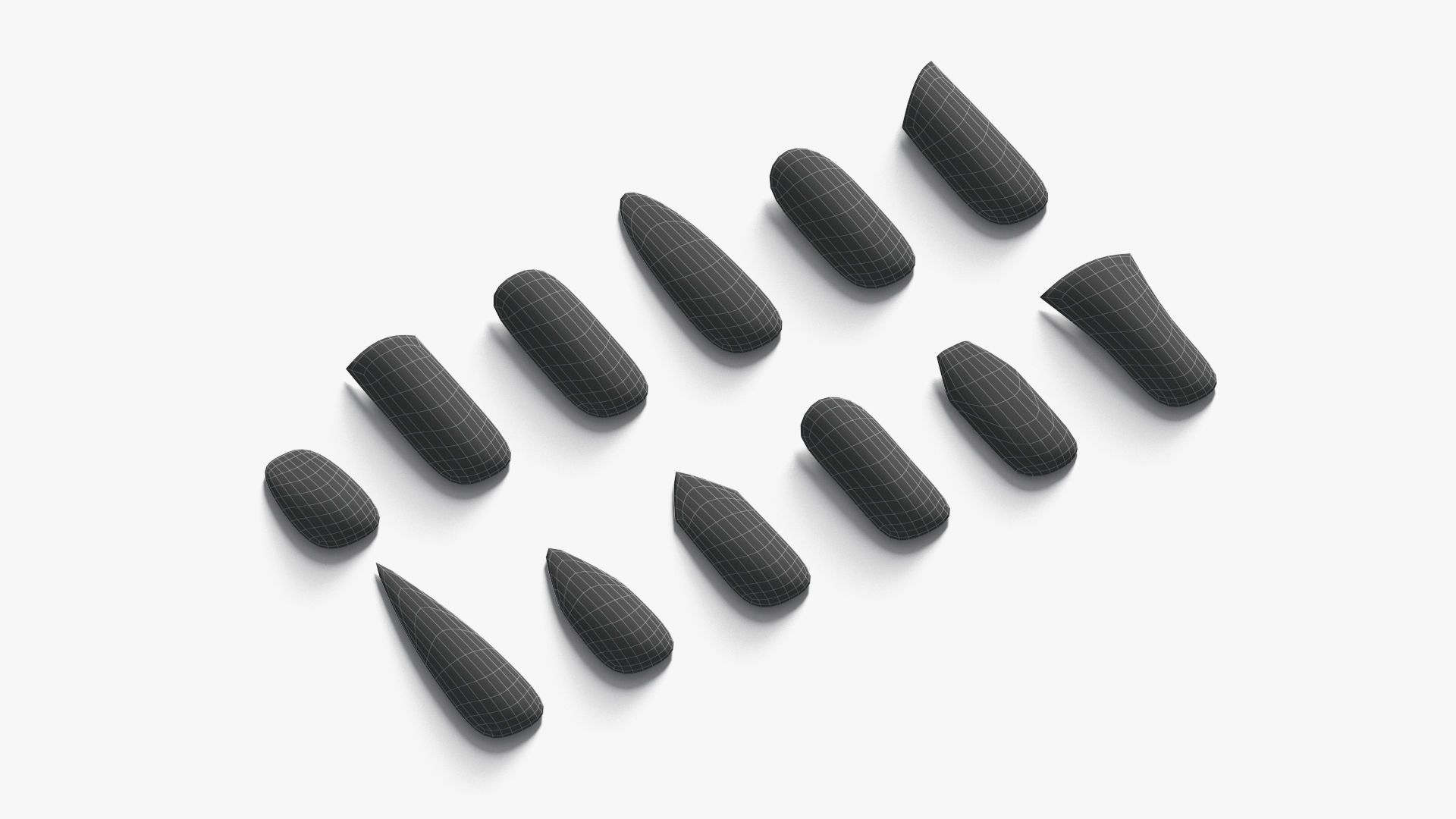 Nails Types Set Low-poly 3D model_6