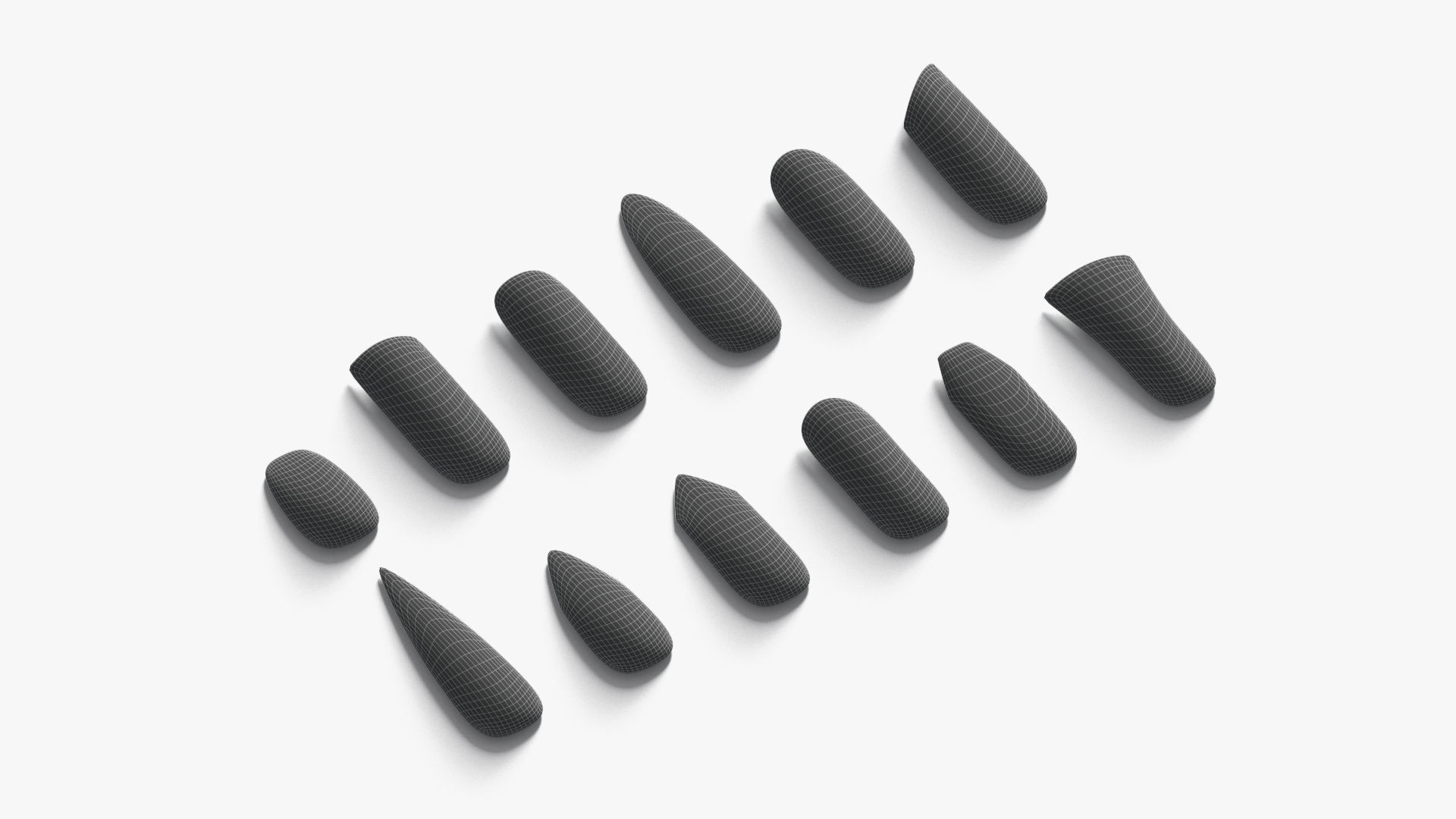 Nails Types Set Low-poly 3D model_7
