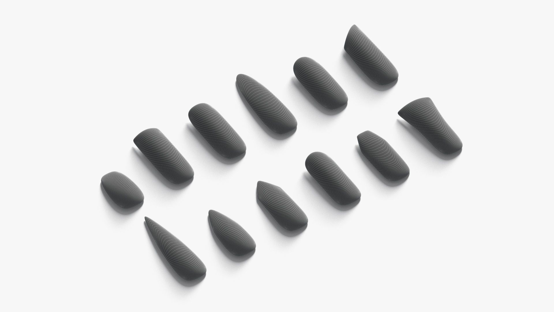Nails Types Set Low-poly 3D model_8