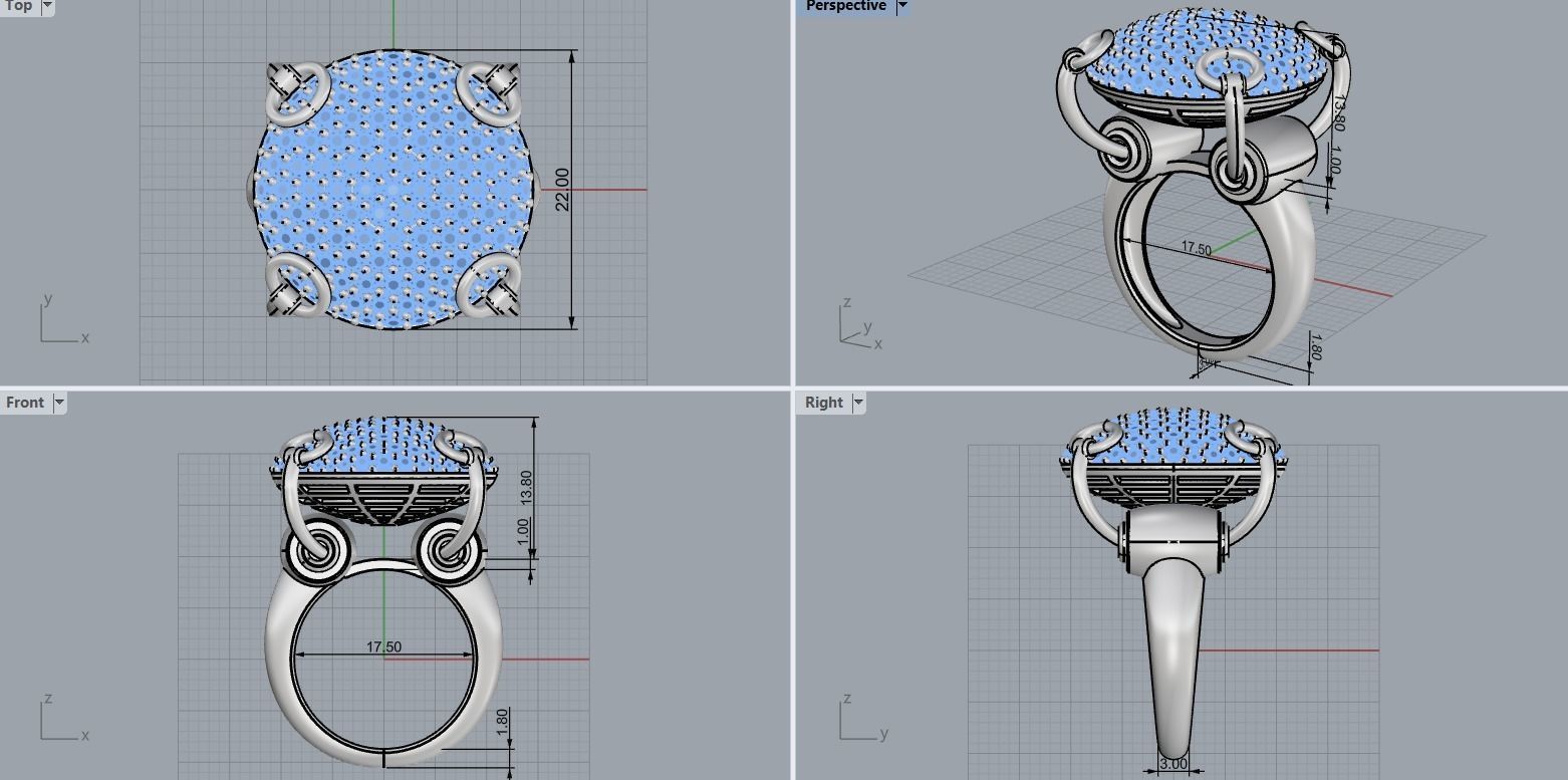 ring with many stones 3D print model_10