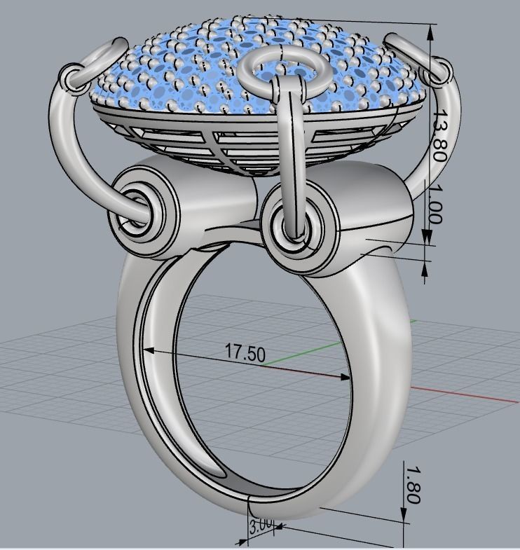 ring with many stones 3D print model_9