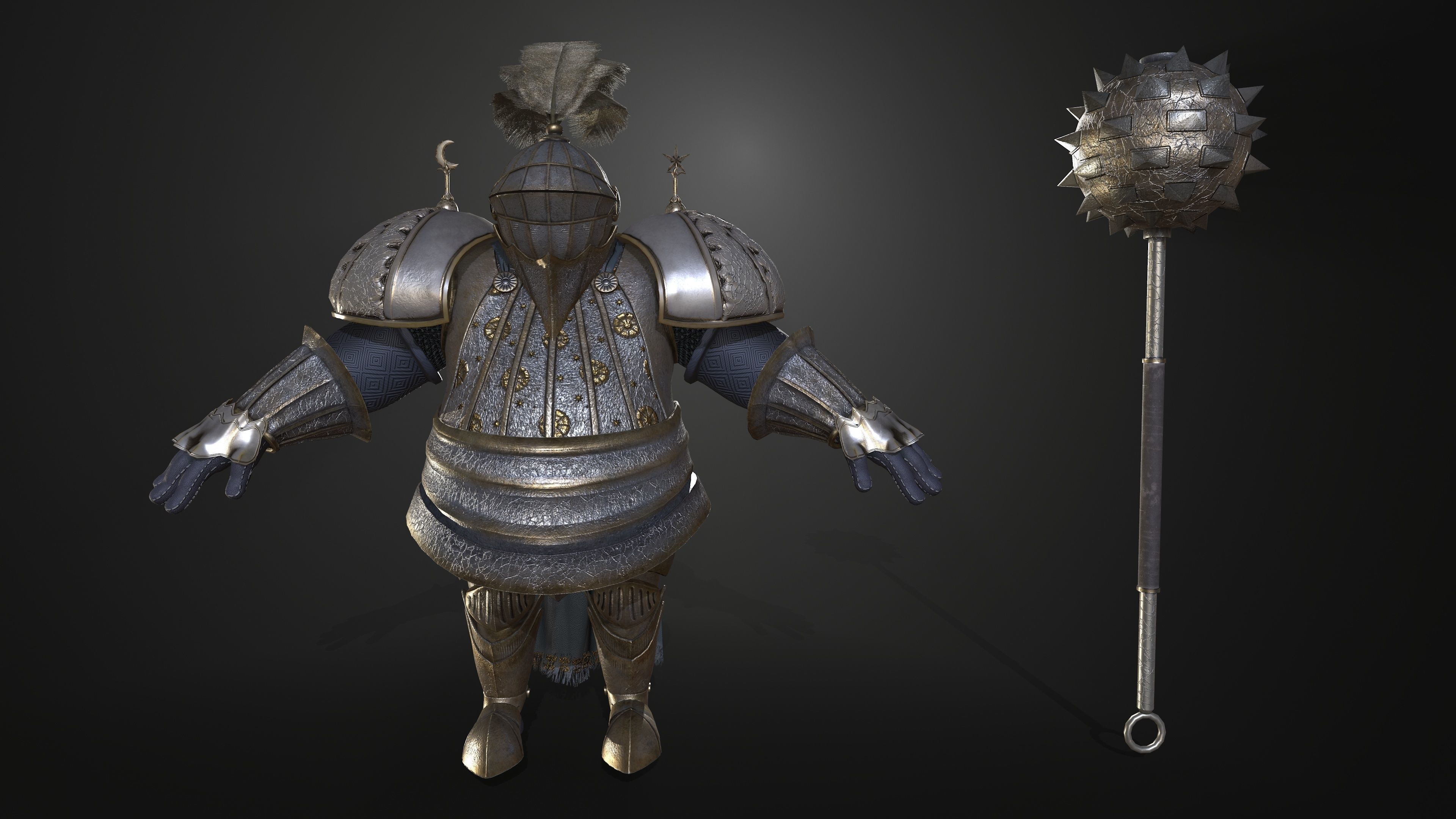 Rottund knight Low-poly 3D model_1