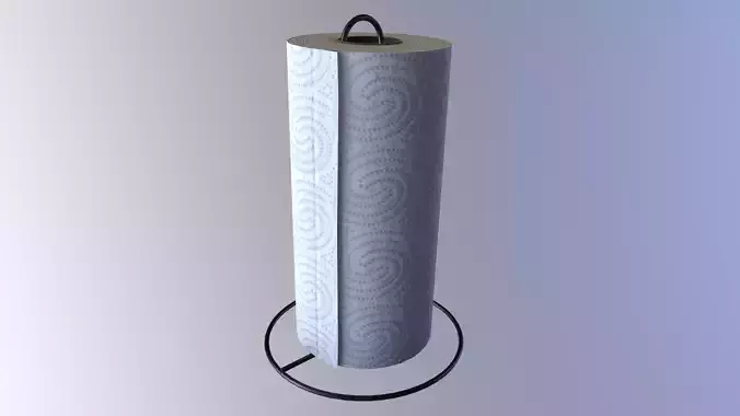 Paper Towel Roll Holder 4K Low-Poly Game-Ready