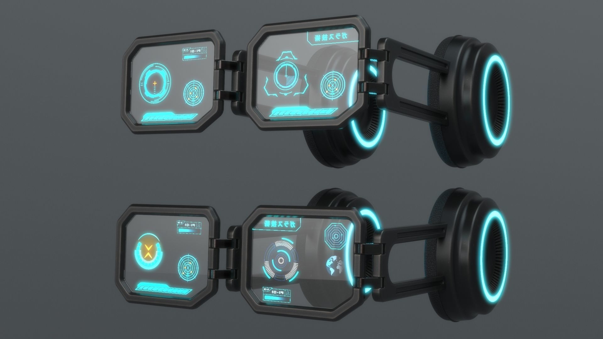 Sci fi glasses and helmet pack x9 3D Model Collection_35