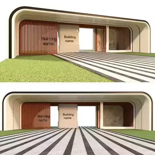 gate07 entrance to building with two doors 3D model