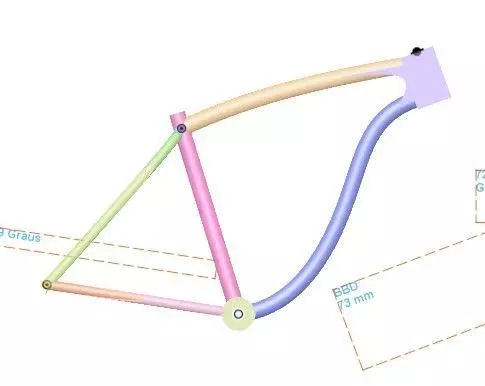 3D Bicycle rainbow colored pipe with handle 3D model_0