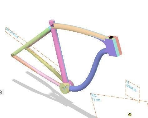 3D Bicycle rainbow colored pipe with handle 3D model_3