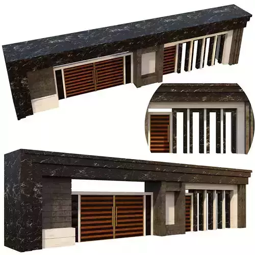 Entrance garage with doors and windows
