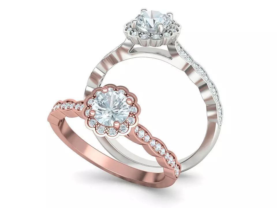Vintage Halo Ring Bespoke Engagement Ring 3dmodel 3D print model
