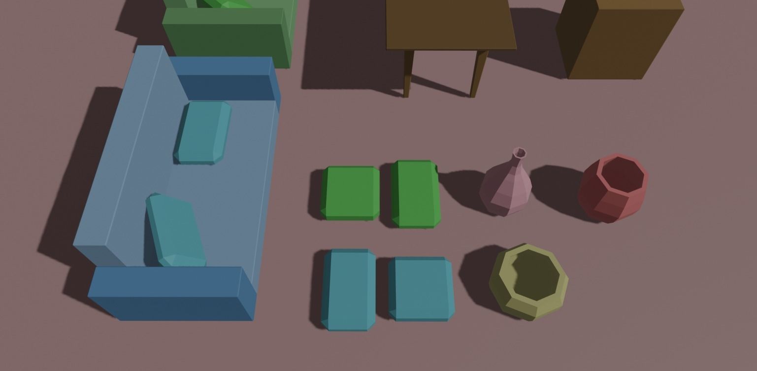 low-poly interior living room furniture set Free low-poly 3D model_4