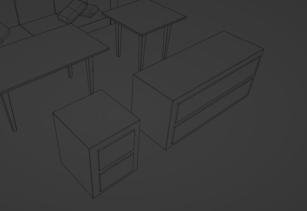 low-poly interior living room furniture set Free low-poly 3D model_7