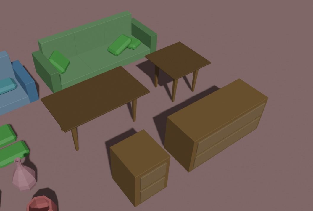 low-poly interior living room furniture set Free low-poly 3D model_5