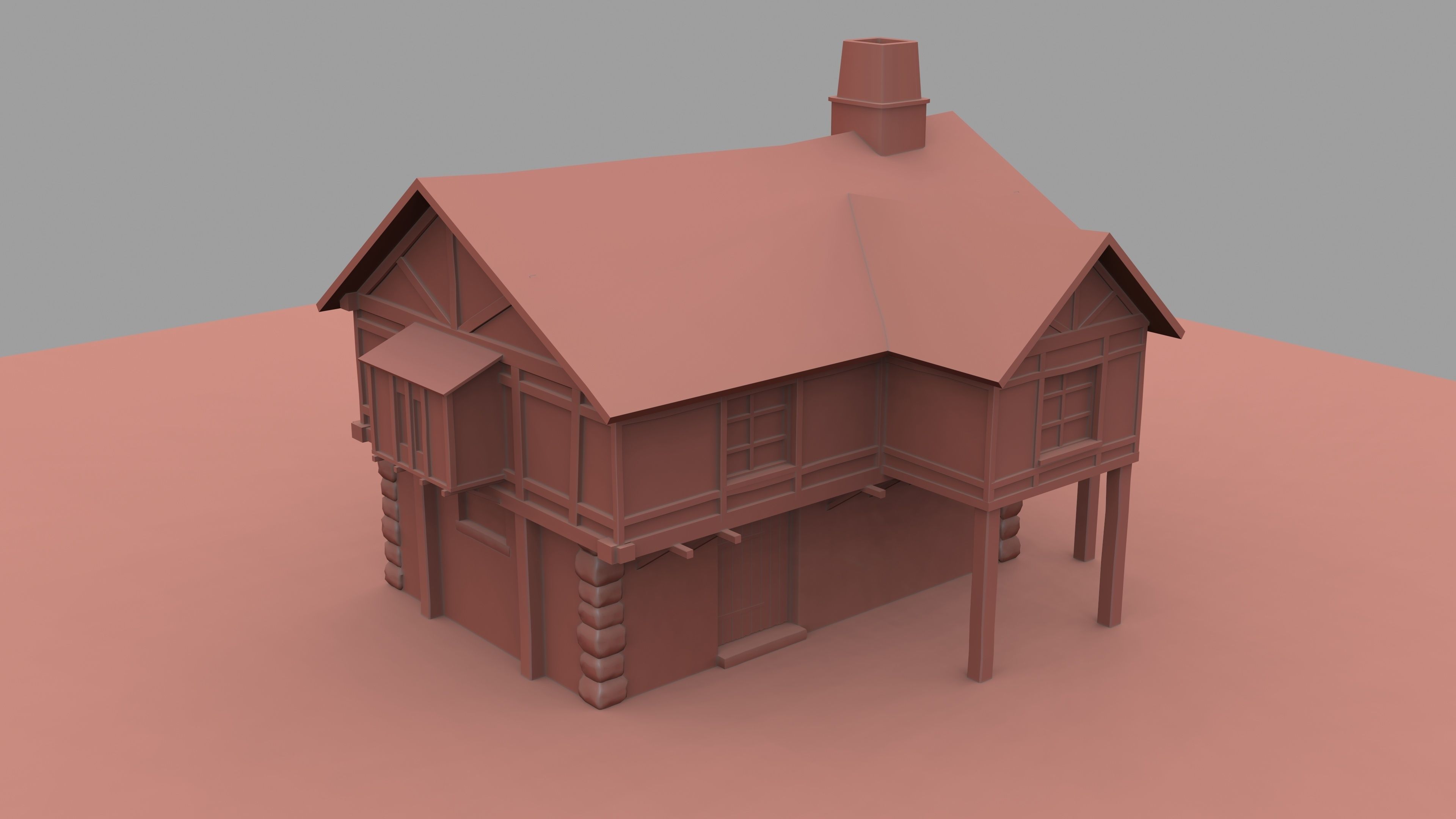 Medieval House 3D model_7