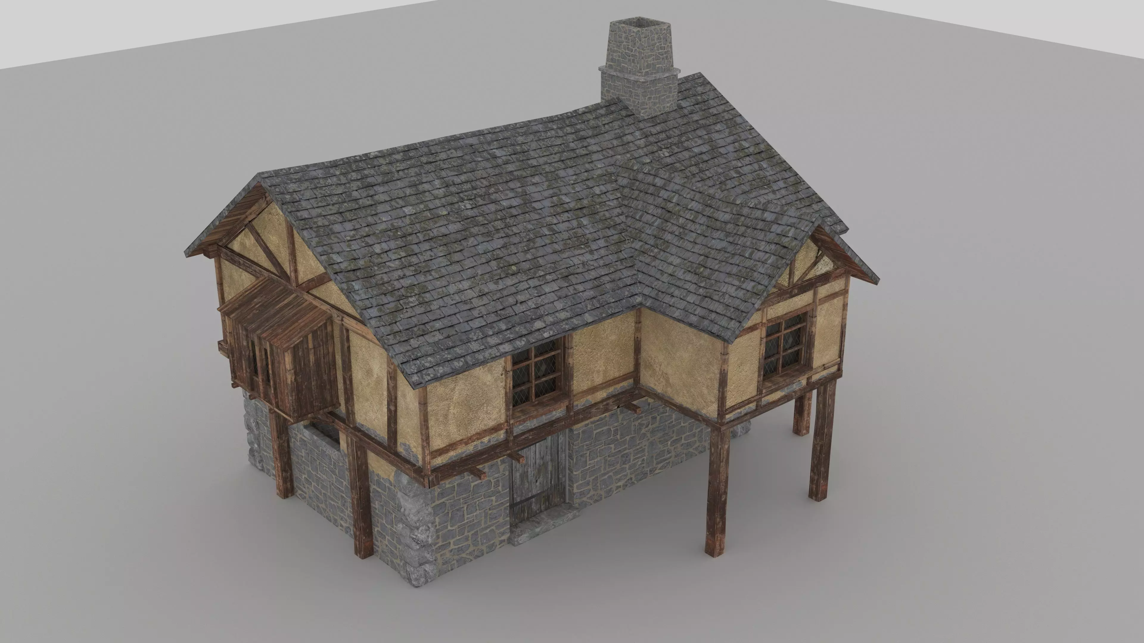 Medieval House 3D model_0