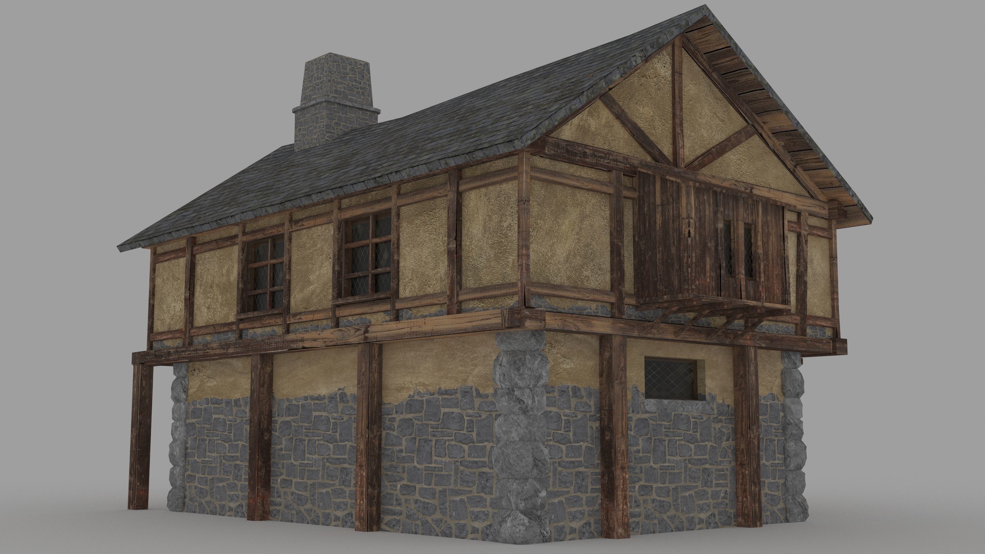 Medieval House 3D model_6