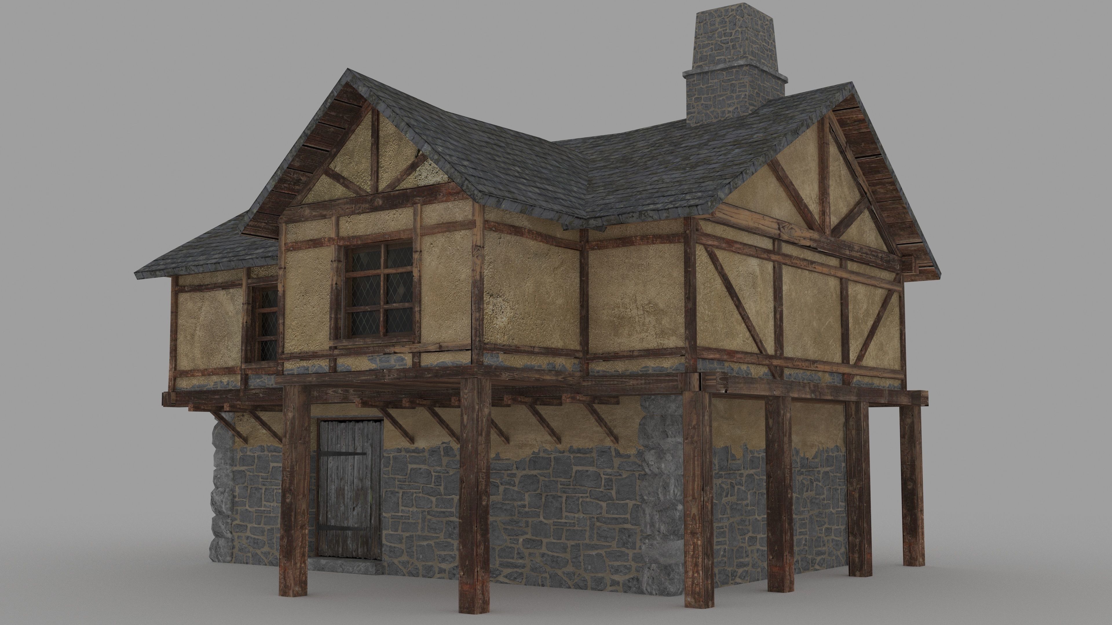 Medieval House 3D model_4