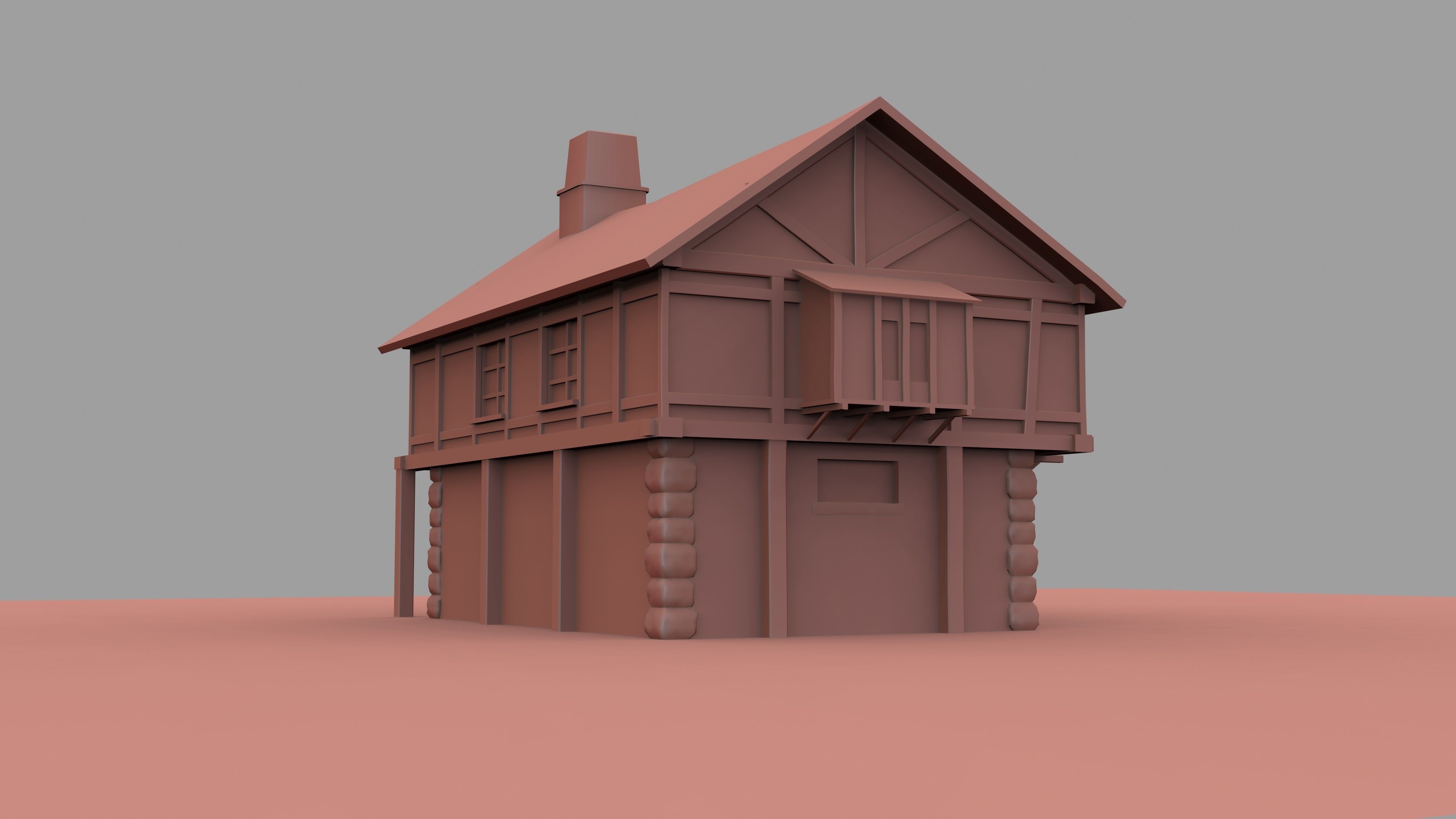 Medieval House 3D model_9