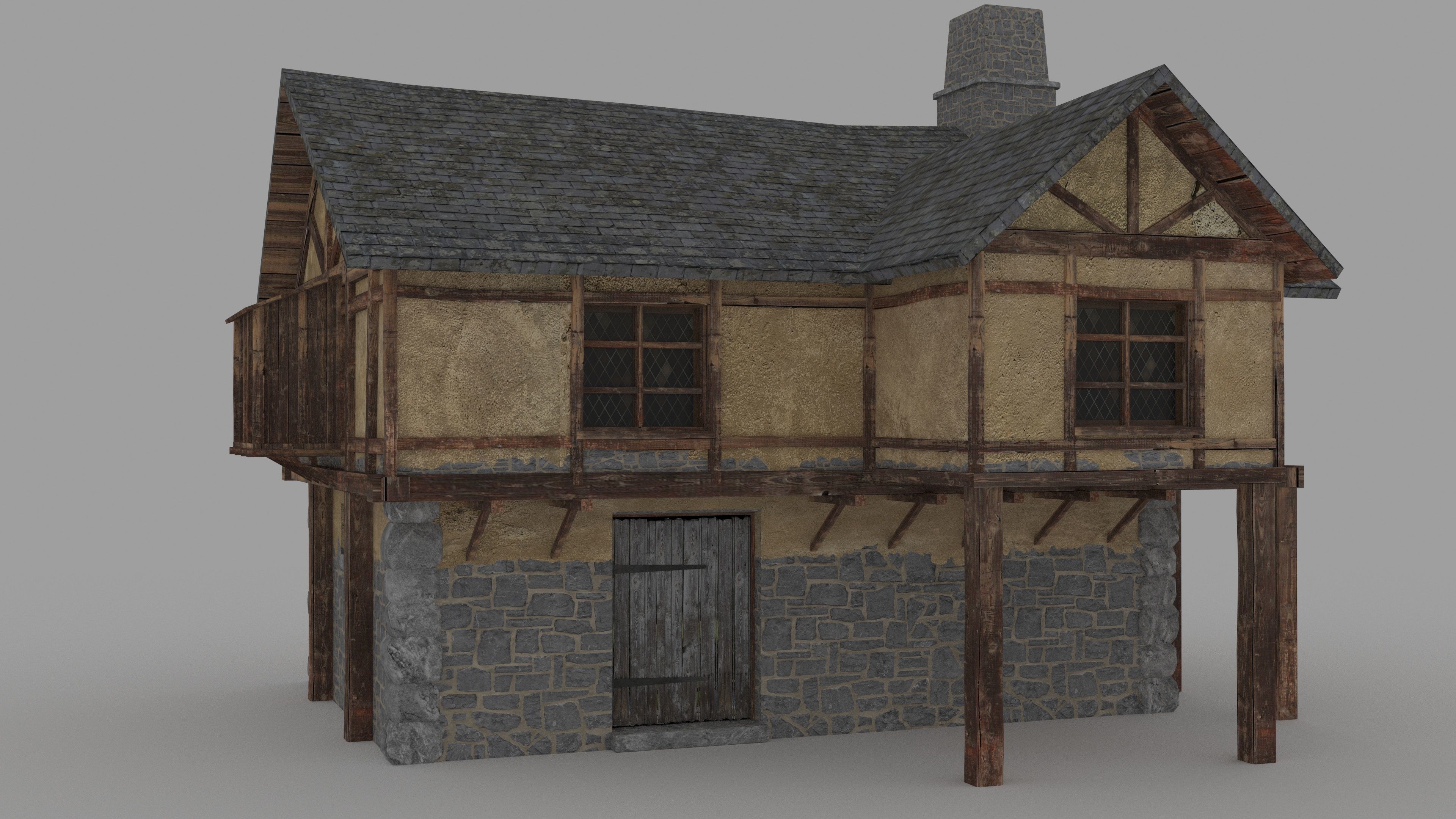 Medieval House 3D model_2