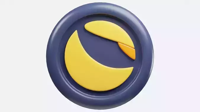 Terra or LUNA Dark Blue Crypto Coin with cartoon style 3D model