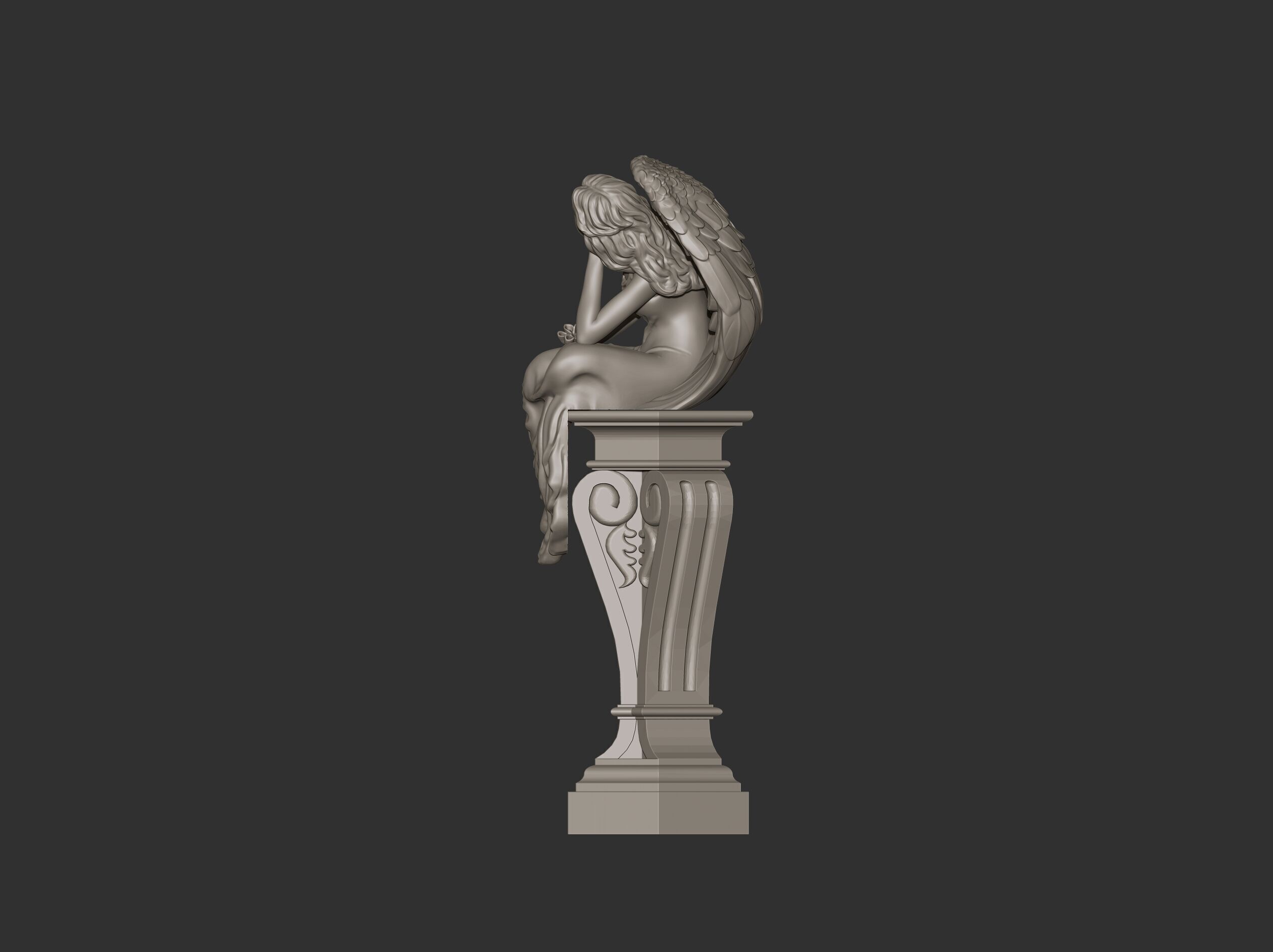 Resting Grace Sitting Angel Statue 3D print model_7