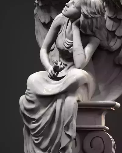 Resting Grace Sitting Angel Statue 3D print model
