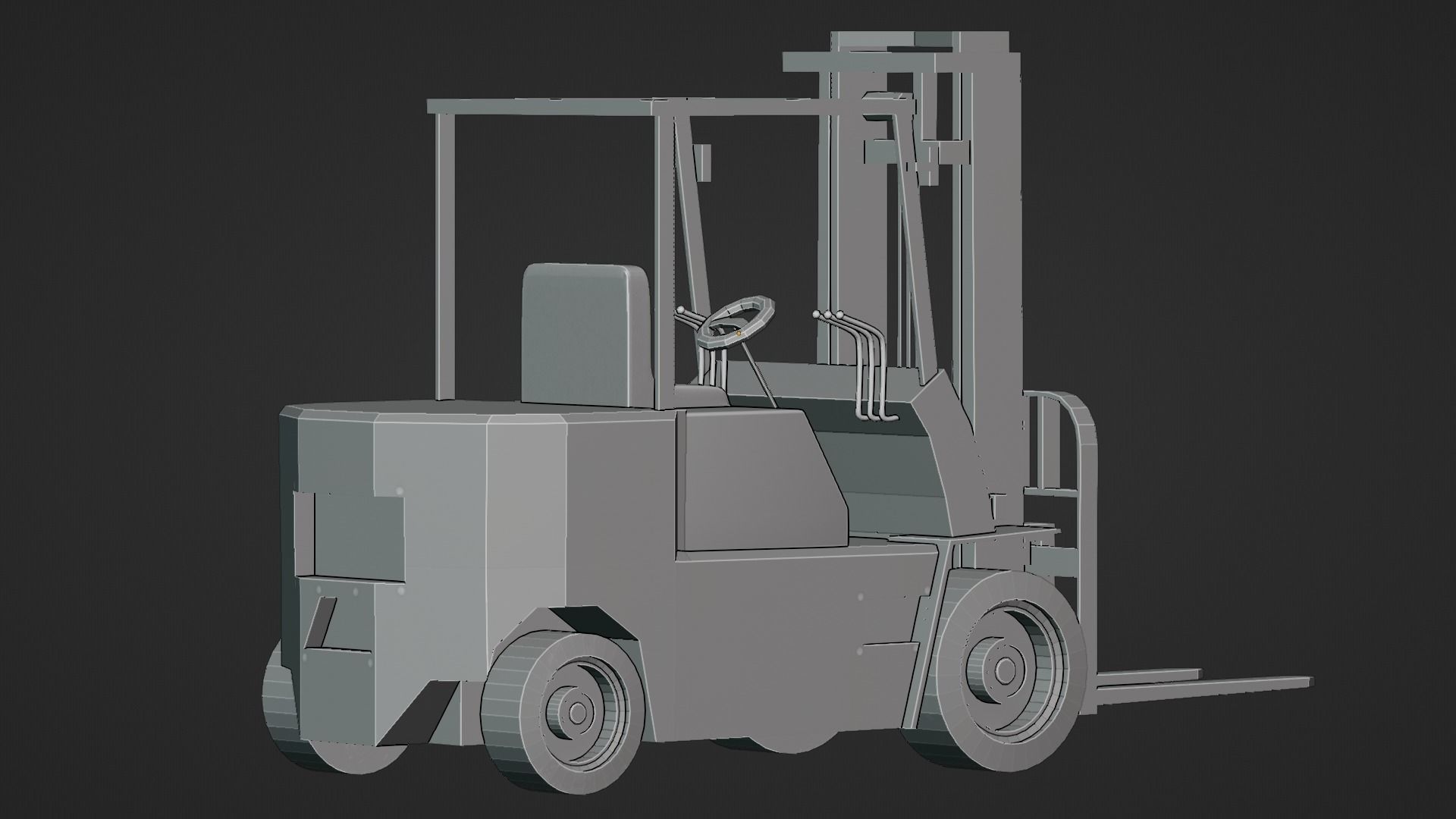 Forklift Worn out Low-poly 3D model_5