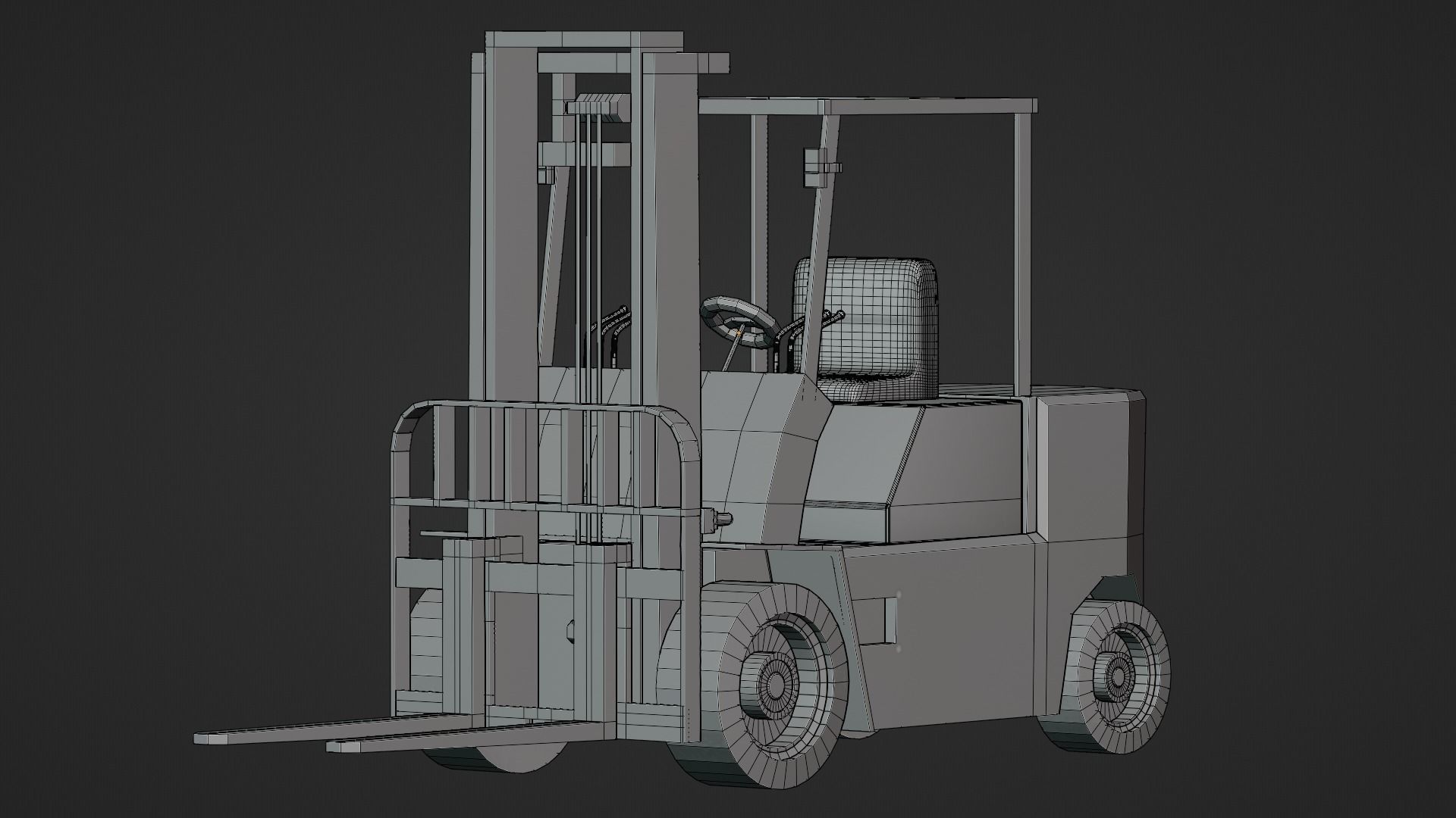 Forklift Worn out Low-poly 3D model_7