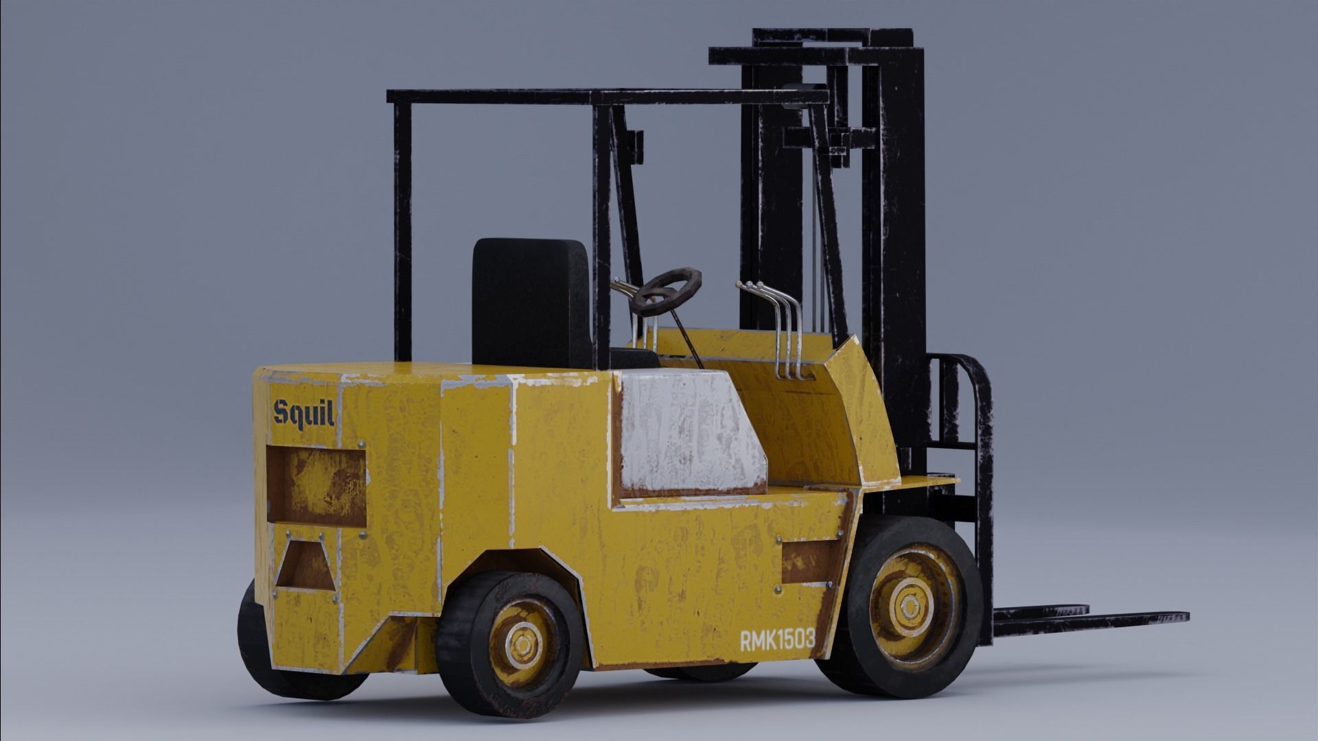 Forklift Worn out Low-poly 3D model_2